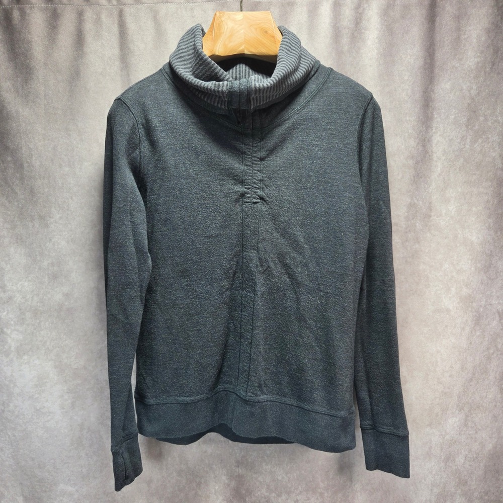 Lululemon In A Cinch Reversible Cowl Neck Pullover Tee Heathered Black Size 8